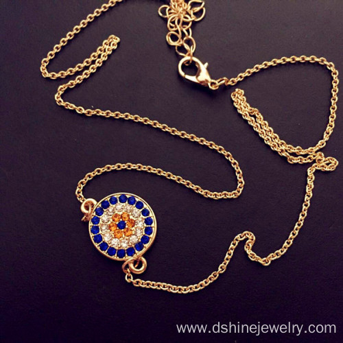 Gold Plated Crystal Alloy Evil Eye Collar Necklace